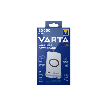 Varta 57909 101 111 banque d'alimentation électrique Lithium Polymère (LiPo) 20000 mAh Recharge sans fil Blanc