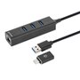 Manhattan 180894 hub & concentrateur USB 3.2 Gen 1 (3.1 Gen 1) Type-A + Type-C 5000 Mbit/s Noir