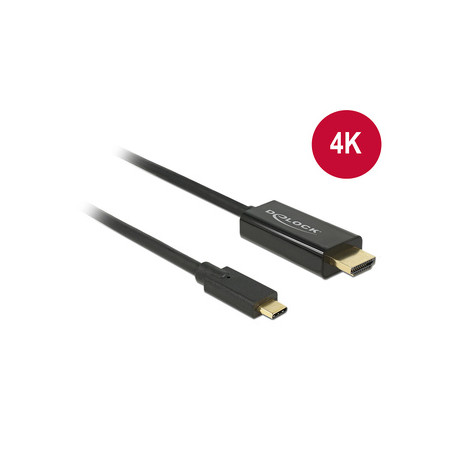 DeLOCK 85258 câble vidéo et adaptateur 1 m USB Type-C HDMI Noir