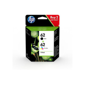 HP 62 pack de 2 cartouches authentiques d'encre noire / trois couleurs