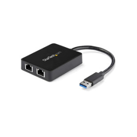 StarTech.com Adaptateur USB 3.0 à Double Port Gigabit Ethernet avec port USB - 10/100/100 - Adaptateur NIC Réseau USB Gigabit LA