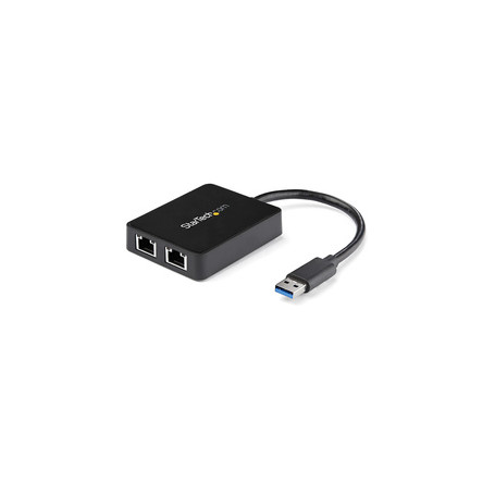 StarTech.com Adaptateur USB 3.0 à Double Port Gigabit Ethernet avec port USB - 10/100/100 - Adaptateur NIC Réseau USB Gigabit LA