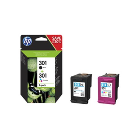 HP 2x 301 2-pack Black/Tri-color Original Ink Cartridges cartouche d'encre 2 pièce(s) Rendement standard Noir