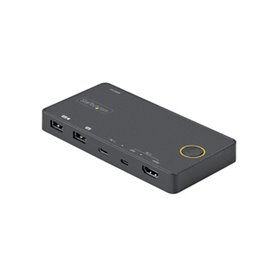 StarTech.com Switch KVM Hybride 2 Ports USB-A + HDMI & USB-C - Écran Unique HDMI 2.0 4K 60Hz - Commutateur KVM Compact HDMI Desk