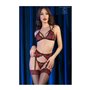 Ensemble de Lingerie Chilirose Noir Rouge L/XL 4 Pièces