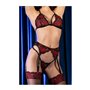 Ensemble de Lingerie Chilirose Noir Rouge L/XL 4 Pièces