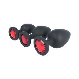 Plug Anal Virgite Noir Silicone Lot 3 Pièces