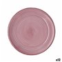 Assiette plate Quid Vita Peoni Céramique Rose Ø 27 cm (12 Unités)