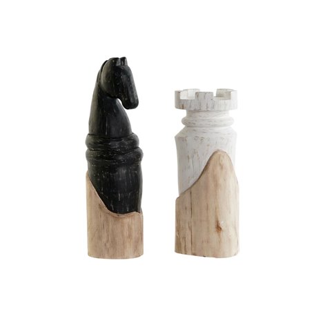 Figurine Décorative DKD Home Decor Blanc Marron Noir Pièces du jeu d'échec Loft 12 x 11 x 36 cm (2 Unités)