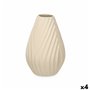 Vase Beige Céramique 21 x 31 x 21 cm (4 Unités) Rayures