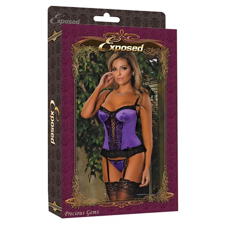 Corset Exposed Noir Lila (S)