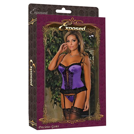 Corset Exposed Noir Lila (M)