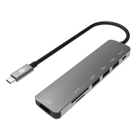 Hub USB Celly PROHUB7IN1SV Argent