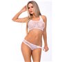 Ensemble de Lingerie Pink Lipstick Blanc (S/M)