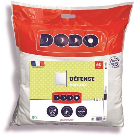 DODO - Oreiller DEFENSE - 60 x 60 cm - 100% Polyester VOLUPT'AIR - Blanc