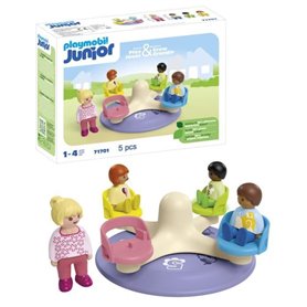 PLAYMOBIL Junior 71701 Enfants et tourniquet - Comprend quatre personnages et un tourniquet - Des 1 an