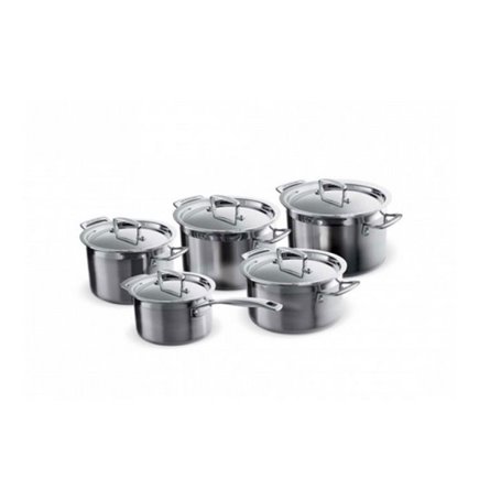 Batterie de casseroles cinq pièces en acier inoxydable 3 couches Le Creuset