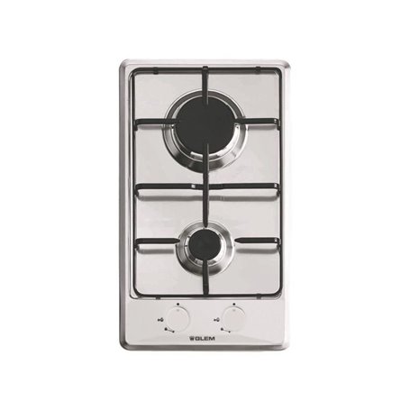Glem Domino inox gaz 30 cm - 2 foyers gaz - 4 kW - Manettes frontales - Allu GLEM - GT32IX