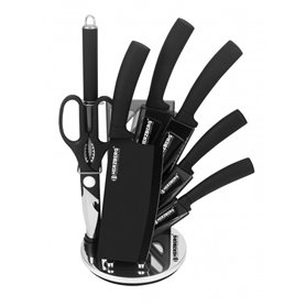 Herzberg  Ensemble de 8 couteaux avec support en acrylique-Noir