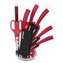 Herzberg  Ensemble de 8 couteaux avec support en acrylique - Rouge