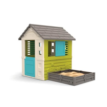 SMOBY Maison Square + Bac a sable ou potager - Bache de fond fournie - 174x110x127 cm