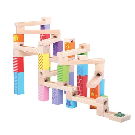 BIGJIGS Circuit de billes en bois Constant 53 pièces