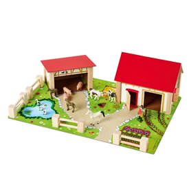 Eichhorn Wooden Farmhouse with Accessories, 20 pcs. 100004309 Eichhorn Wooden Farmhouse with Accessories