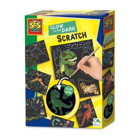 SES Creative Cartes à gratter phosphorescentes - Dinosaures