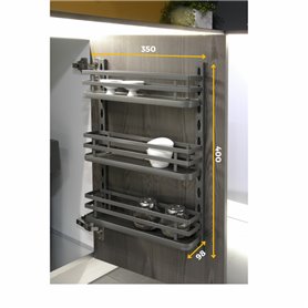 Emuca 8946435 Kit de plateau à épices Titane pour meuble de cuisine ou élément suspendu