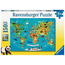 Puzzle 150 p xxl - la carte du monde des animaux