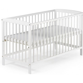 Lit bébé à barreaux pin massif laqué blanc Felix 60 Couchage 60x120 cm - L 124 x H 80 x P 65 cm