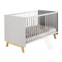 Lit bébé 70x140 cm bois gris et pieds hêtre clair Vegas  L 144 x H 84 x P 77 cm