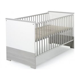 Lit bébé 70x140 cm bois blanc et pin argenté Eco Silber L 145 x H 85 x P 77 cm