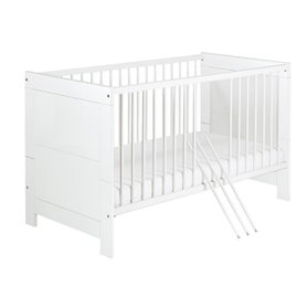 Lit bébé 70x140 hetre massif laqué blanc Nordic White L 145 x H 85 x P 77 cm