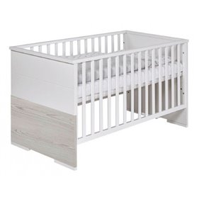 Lit bébé 70x140 cm bois laqué blanc et pin gris Maxx Boathouse L 148 x H 83 x P 77 cm