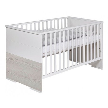 Lit bébé 70x140 cm bois laqué blanc et pin gris Maxx Boathouse L 148 x H 83 x P 77 cm