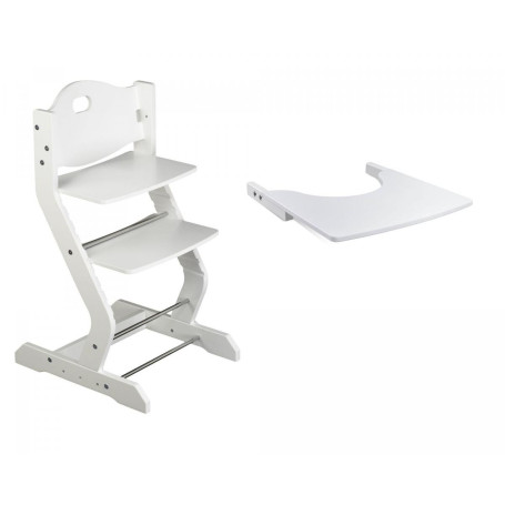 Chaise haute avec plateau blanc