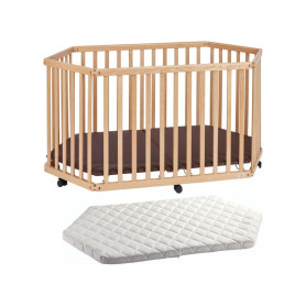 Parc Playpen bois naturel avec matelas