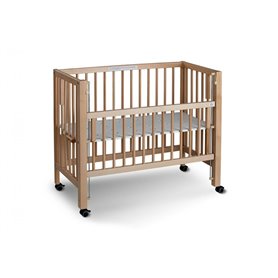 Lit bébé à barreaux cododo Maxi Boxspring en hêtre massif naturel 50x90 cm