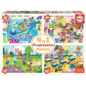 Puzzle progressifs 4 en 1 l'ecole