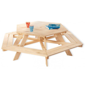 Ensemble Table et Chaises Pinolino Nicki 6 places Bois massif L 162 x P 162 x H 50