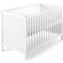 Lit bébé à barreaux bois blanc Leo 60 Couchage 60x120 cm - L 124 x H 77 x P 65 cm