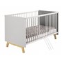 Lit bébé 70x140 cm bois gris et pieds hêtre clair Vegas  L 144 x H 84 x P 77 cm