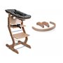 Chaise haute avec attache bébé et barreau de securité bois naturel