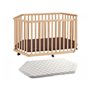 Parc Playpen bois naturel avec matelas