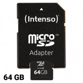 Carte Mémoire Micro SD avec Adaptateur INTENSO 3413490 64 GB Cours 10 22,99 €