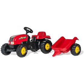 Rolly Toys Tracteur a Pedales + Remorque rollyKid-X Rouge