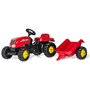 Rolly Toys Tracteur a Pedales + Remorque rollyKid-X Rouge