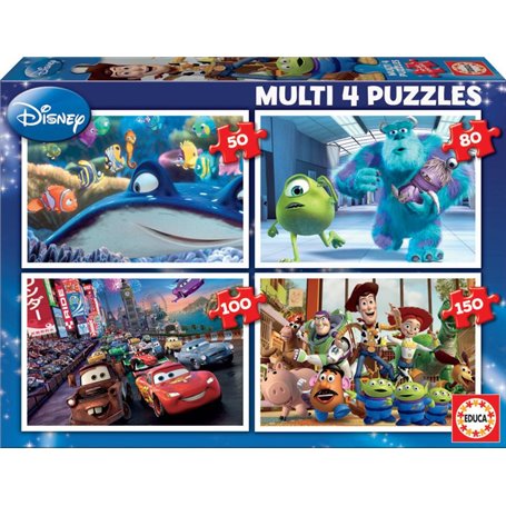 4 puzzles Pixar Nemo Monstres et Cie Cars Toys Story