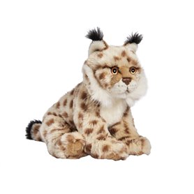 Lynx gris assis peluche 24cm